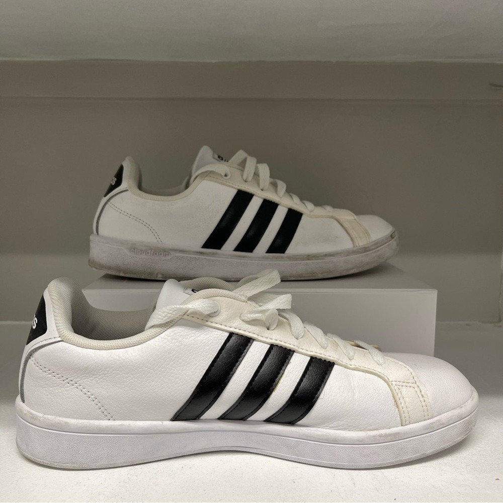 Adidas‎ Cloudfoam Advantage Women's White Black Stripes Sneakers Size 9.5 - Picture 5 of 16